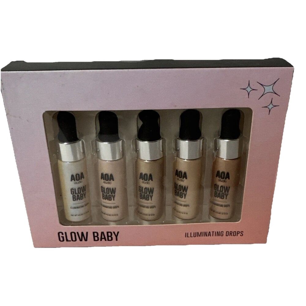 AOA Studio Glow Baby Liquid Highlighter Cruelty-Free 5-Piece Set Glow L79 New